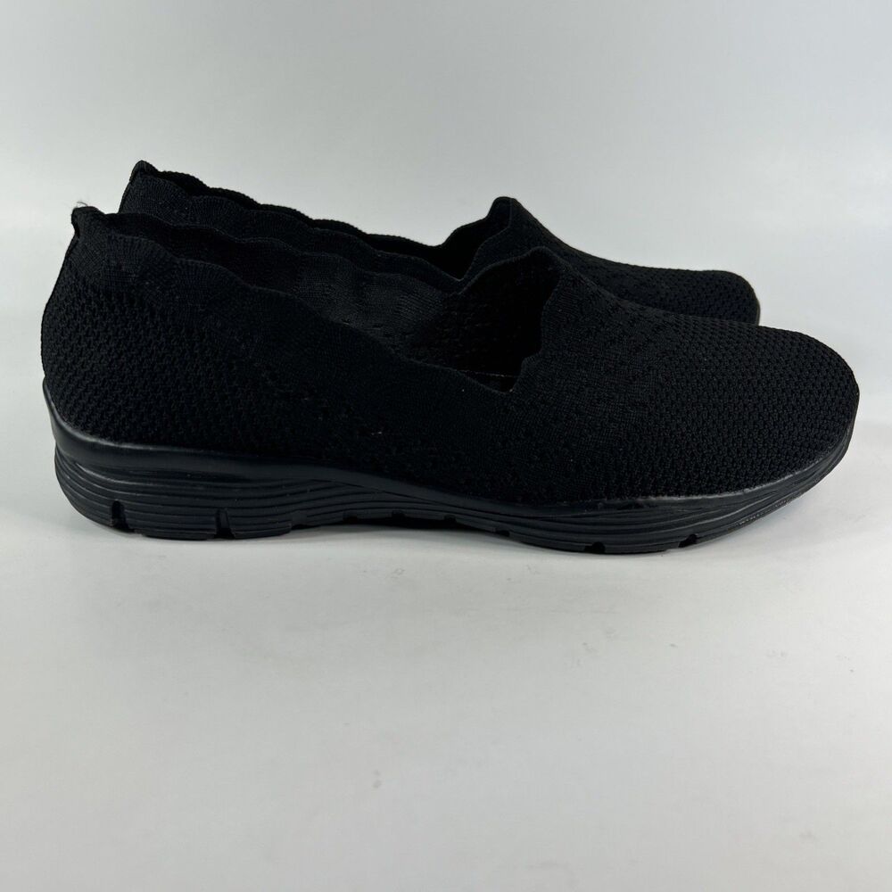 Skechers Women's Seager Stat Black Slip On Flat Shoes Size 8 Comfort
